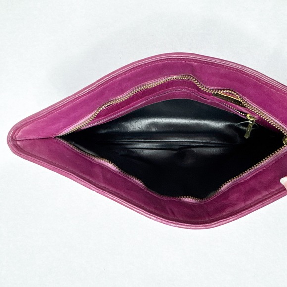 Bottega Veneta Intrecciato Weave 2009 Magenta Clutch Cosmetic Pouch Leather Zip - Picture 4 of 10